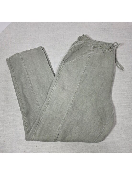 Nicole Miller Pants - Nicole Miller New York Womens M 100% Linen Pants Sage Green Pull On Tapered